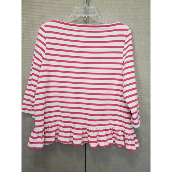 Broome Street x Kate Spade Cotton Pink Striped Peplum Hem Boat Neck Top Size L - Picture 4 of 6
